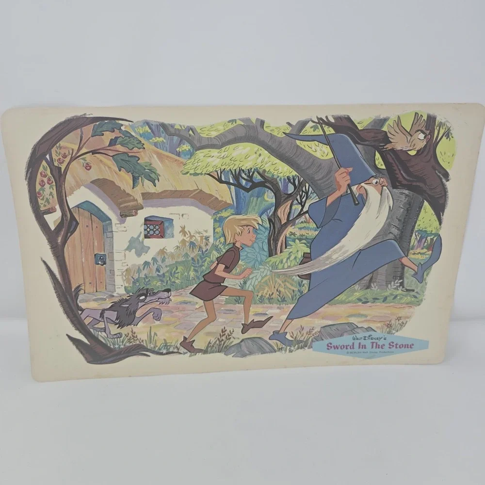 Lot of 2  1961 Walt Disney Placemats Sword And Stone Tinkerbell